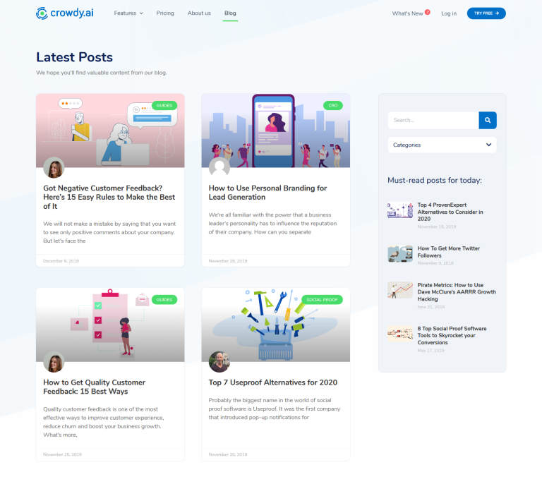 Redesigned Blog page by Vitalii Kozlo
